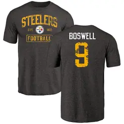 Chris Boswell Pittsburgh Steelers Men's Black Distressed Name & Number Tri-Blend T-Shirt