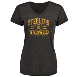 Chris Boswell Pittsburgh Steelers Women's Black by Flanker Tri-Blend T-Shirt -